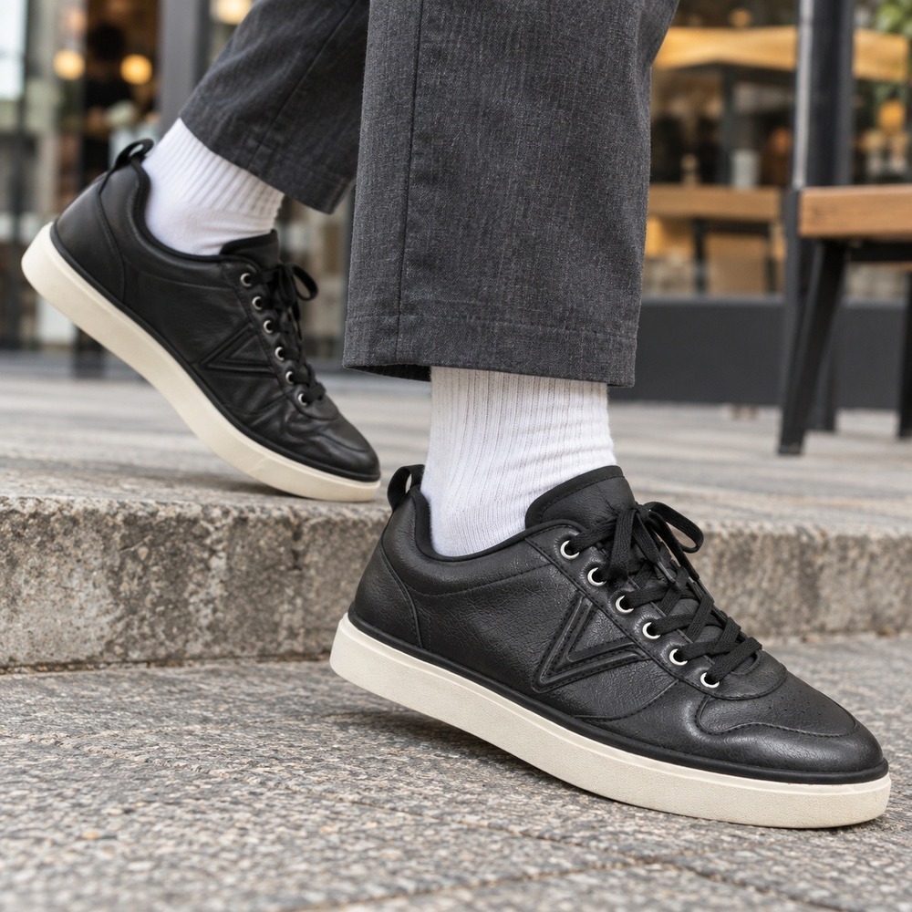 Vionic Elise Mens 10 Wide Black Leather Orthotic Lace Up Court Sneakers Shoes